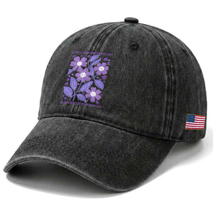 Alzheimers Purple Floral Retro Graphic Washed Cotton Baseball Cap I Will Remember For You