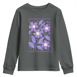 Alzheimers Purple Floral Retro Graphic Youth Sweatshirt I Will Remember For You