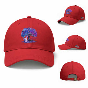 Purple Elephant Butterfly Ribbon Baseball Cap Tree Of Life Alzheimers Support