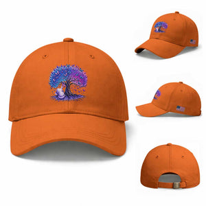 Purple Elephant Butterfly Ribbon Baseball Cap Tree Of Life Alzheimers Support
