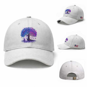 Purple Elephant Butterfly Ribbon Baseball Cap Tree Of Life Alzheimers Support