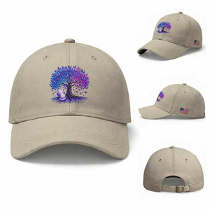 Purple Elephant Butterfly Ribbon Baseball Cap Tree Of Life Alzheimers Support