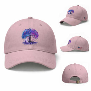 Purple Elephant Butterfly Ribbon Baseball Cap Tree Of Life Alzheimers Support