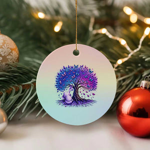 Purple Elephant Butterfly Ribbon Ceramic Ornament Tree Of Life Alzheimers Support