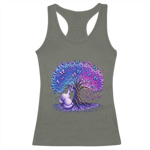 Purple Elephant Butterfly Ribbon Racerback Tank Top Tree Of Life Alzheimers Support