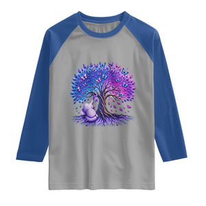 Purple Elephant Butterfly Ribbon Raglan Shirt Tree Of Life Alzheimers Support