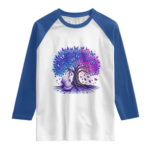 Purple Elephant Butterfly Ribbon Raglan Shirt Tree Of Life Alzheimers Support