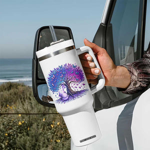 Purple Elephant Butterfly Ribbon Tumbler With Handle Tree Of Life Alzheimers Support TS12 Print Your Wear