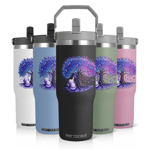 Purple Elephant Butterfly Ribbon Flip Straw Tumbler Tree Of Life Alzheimers Support TS12 Print Your Wear