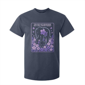 Elephant Alzheimers Purple Floral Support T Shirt For Kid You May Not Remember But I Will Never Forget