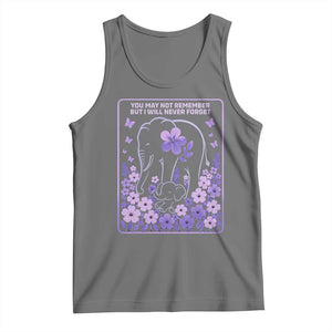 Elephant Alzheimers Purple Floral Support Tank Top You May Not Remember But I Will Never Forget