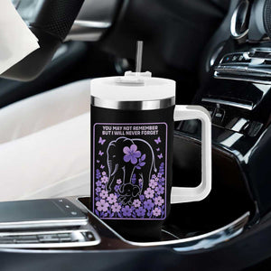 Elephant Alzheimers Purple Floral Support Tumbler With Handle You May Not Remember But I Will Never Forget