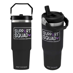 Support Squad Alzheimers Flip Straw Tumbler Purple Ribbon Hope Strength Love