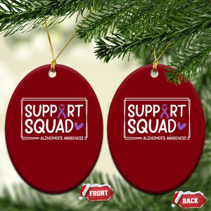 Support Squad Alzheimers Ceramic Ornament Purple Ribbon Hope Strength Love