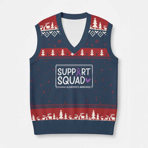 Support Squad Alzheimers V-Neck Knit Sweater Vest Purple Ribbon Hope Strength Love
