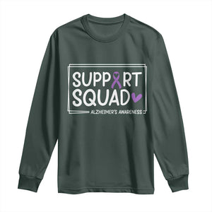 Support Squad Alzheimers Long Sleeve Shirt Purple Ribbon Hope Strength Love