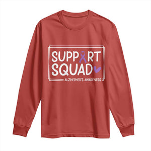 Support Squad Alzheimers Long Sleeve Shirt Purple Ribbon Hope Strength Love
