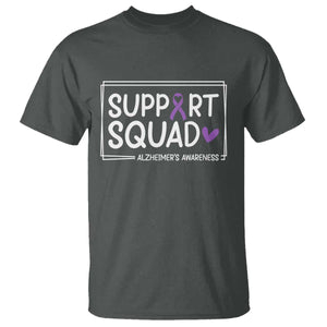 Support Squad Alzheimers T Shirt Purple Ribbon Hope Strength Love