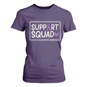 Support Squad Alzheimers T Shirt For Women Purple Ribbon Hope Strength Love