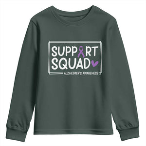 Support Squad Alzheimers Youth Sweatshirt Purple Ribbon Hope Strength Love
