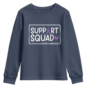 Support Squad Alzheimers Youth Sweatshirt Purple Ribbon Hope Strength Love