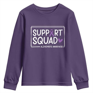Support Squad Alzheimers Youth Sweatshirt Purple Ribbon Hope Strength Love