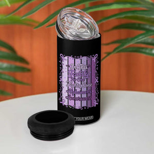 Purple Ribbon Alzheimers Caregiver Squad Gift 4 in 1 Can Cooler Tumbler In This Family We Support Together
