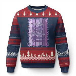 Purple Ribbon Alzheimers Caregiver Squad Gift Ugly Christmas Sweater In This Family We Support Together