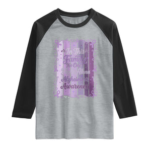 Purple Ribbon Alzheimers Caregiver Squad Gift Raglan Shirt In This Family We Support Together