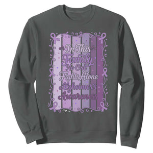 Purple Ribbon Alzheimers Caregiver Squad Gift Sweatshirt In This Family We Support Together