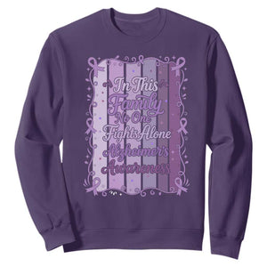 Purple Ribbon Alzheimers Caregiver Squad Gift Sweatshirt In This Family We Support Together