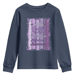 Purple Ribbon Alzheimers Caregiver Squad Gift Youth Sweatshirt In This Family We Support Together