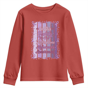 Purple Ribbon Alzheimers Caregiver Squad Gift Youth Sweatshirt In This Family We Support Together