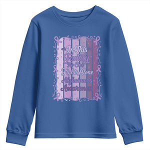 Purple Ribbon Alzheimers Caregiver Squad Gift Youth Sweatshirt In This Family We Support Together