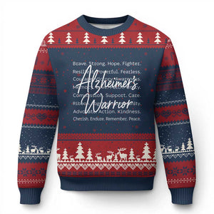 Alzheimers Warrior Purple Ribbon Support Word Cloud Typography Ugly Christmas Sweater