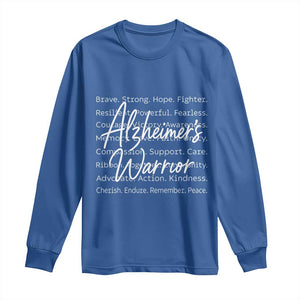 Alzheimers Warrior Purple Ribbon Support Word Cloud Typography Long Sleeve Shirt