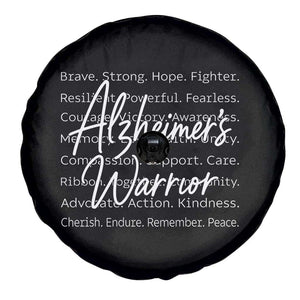 Alzheimers Warrior Purple Ribbon Support Word Cloud Typography Spare Tire Cover