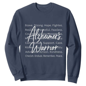 Alzheimers Warrior Purple Ribbon Support Word Cloud Typography Sweatshirt