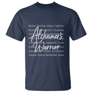 Alzheimers Warrior Purple Ribbon Support Word Cloud Typography T Shirt