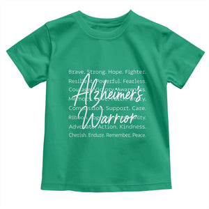 Alzheimers Warrior Purple Ribbon Support Word Cloud Typography Toddler T Shirt