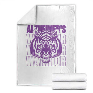 Alzheimer's Warrior Throw Blanket Purple Tiger Ribbon Support Graphic