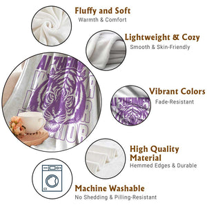 Alzheimer's Warrior Throw Blanket Purple Tiger Ribbon Support Graphic