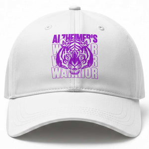 Alzheimer's Warrior Baseball Cap Purple Tiger Ribbon Support Graphic