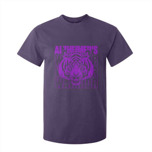 Alzheimer's Warrior T Shirt For Kid Purple Tiger Ribbon Support Graphic