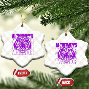 Alzheimer's Warrior Ceramic Ornament Purple Tiger Ribbon Support Graphic