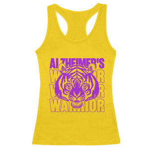 Alzheimer's Warrior Racerback Tank Top Purple Tiger Ribbon Support Graphic