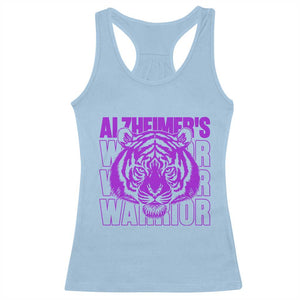 Alzheimer's Warrior Racerback Tank Top Purple Tiger Ribbon Support Graphic