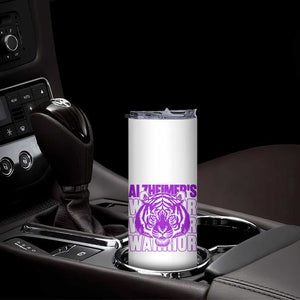 Alzheimer's Warrior Skinny Tumbler Purple Tiger Ribbon Support Graphic
