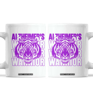 Alzheimer's Warrior Coffee Mug Purple Tiger Ribbon Support Graphic