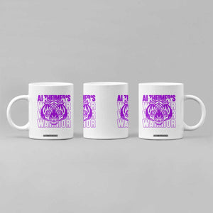 Alzheimer's Warrior Coffee Mug Purple Tiger Ribbon Support Graphic